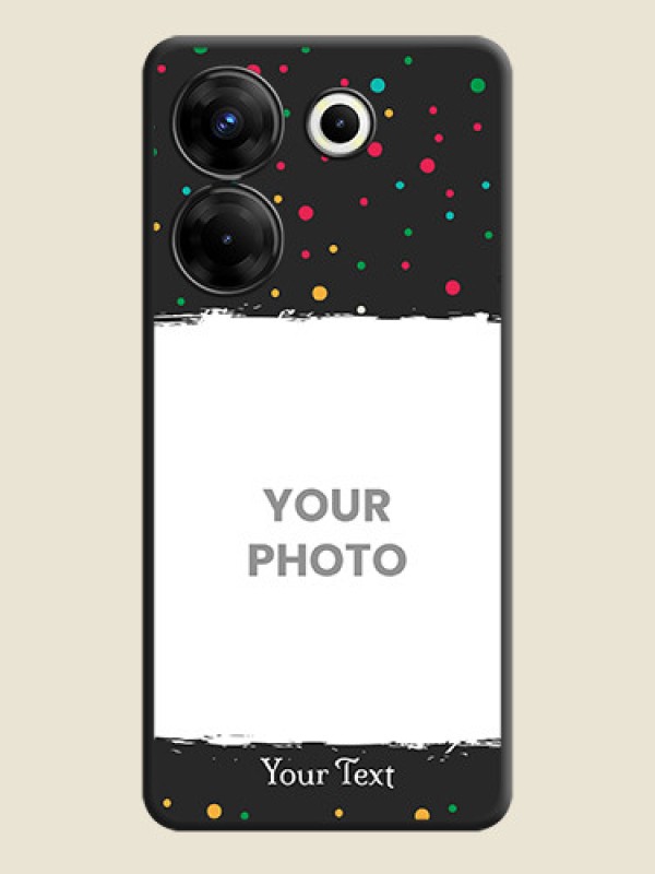 Custom Multicolor Dotted Pattern with Text on Space Black Custom Soft Matte Phone Back Cover - Tecno Camon 20 Pro - alternate view