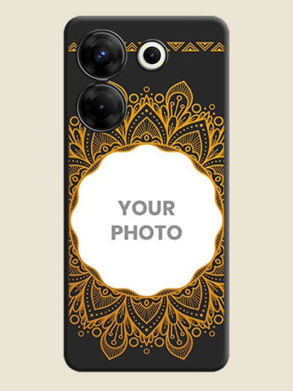 Custom Round Image with Floral Design - Photo on Space Black Soft Matte Mobile Cover - Tecno Camon 20 Pro - alternate view