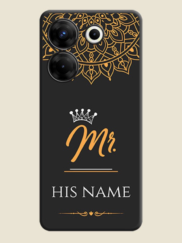 Custom Mr Name with Floral Design on Personalised Space Black Soft Matte Cases - Tecno Camon 20 Pro - alternate view