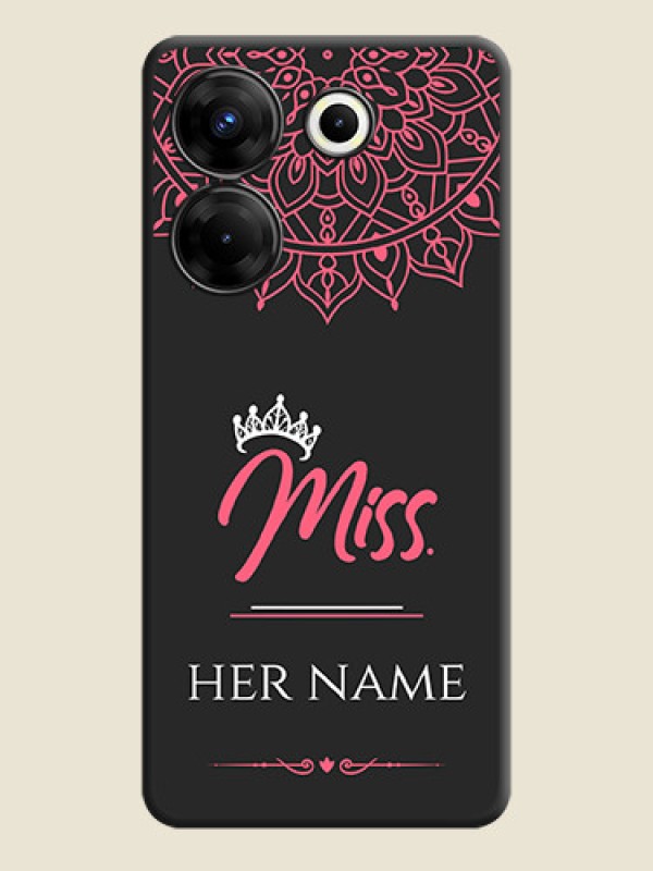 Custom Mrs Name with Floral Design on Space Black Personalized Soft Matte Phone Covers - Tecno Camon 20 Pro - alternate view