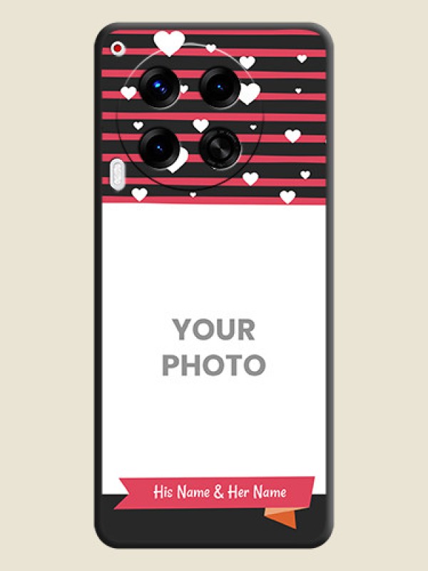 Custom White Color Love Symbols with Pink Lines Pattern On Space Black Custom Soft Matte Mobile Back Cover - Camon 30 5G - alternate view