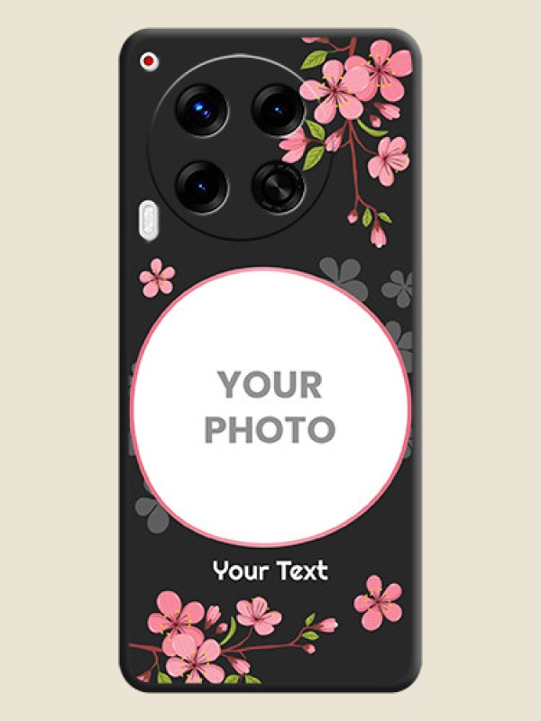 Custom Round Image with Pink Color Floral Design on Photo On Space Black Custom Soft Matte Mobile Back Cover - Camon 30 5G - alternate view