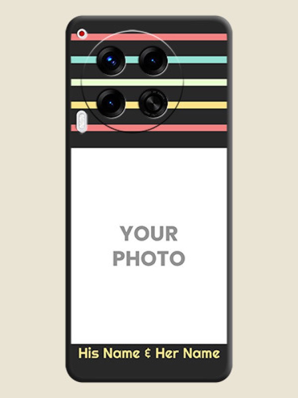 Custom Color Stripes with Photo and Text on Photo On Space Black Custom Soft Matte Mobile Back Cover - Camon 30 5G - alternate view