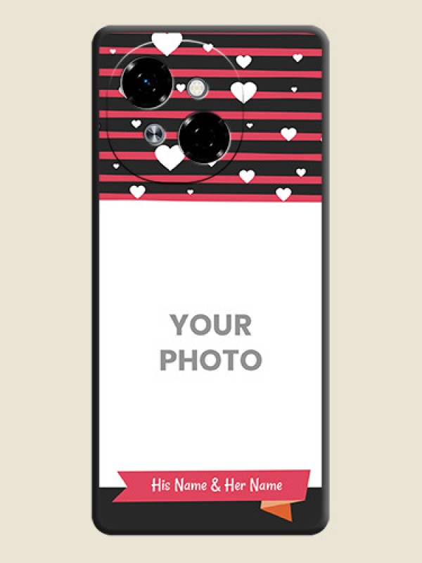 Custom White Color Love Symbols with Pink Lines Pattern On Space Black Custom Soft Matte Mobile Back Cover - Tecno Pop 9 4G - alternate view