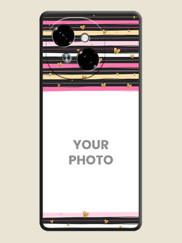 Custom Multicolor Lines and Golden Love Symbols Design on Photo On Space Black Custom Soft Matte Mobile Back Cover - Tecno Pop 9 4G - alternate view