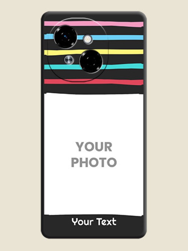Custom Multicolor Lines with Image On Space Black Custom Soft Matte Mobile Back Cover - Tecno Pop 9 4G - alternate view