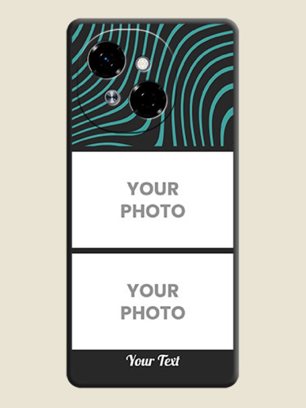 Custom Wave Pattern with 2 Image Holder On Space Black Custom Soft Matte Mobile Back Cover - Tecno Pop 9 4G - alternate view
