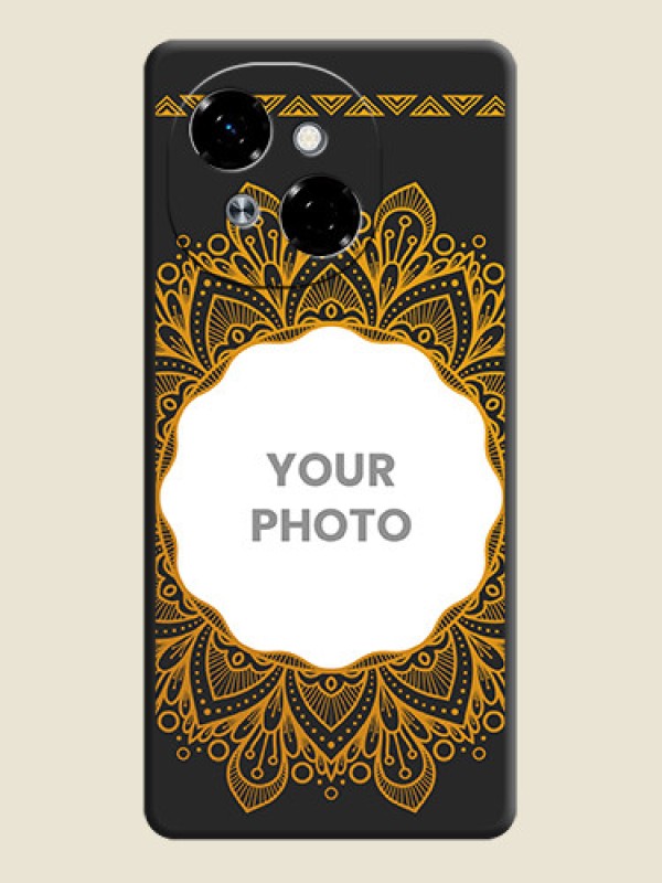 Custom Round Image with Floral Design On Space Black Custom Soft Matte Mobile Back Cover - Tecno Pop 9 4G - alternate view