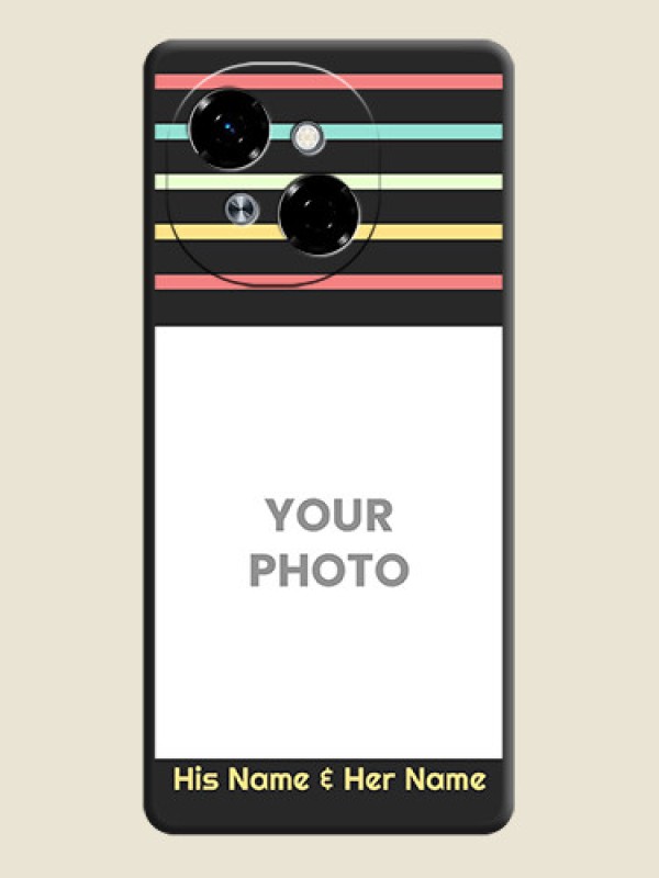 Custom Color Stripes with Photo and Text on Photo On Space Black Custom Soft Matte Mobile Back Cover - Tecno Pop 9 4G - alternate view