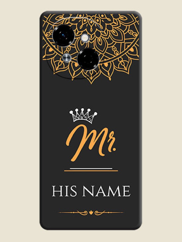 Custom Mr Name with Floral Design On Space Black Custom Soft Matte Mobile Back Cover - Tecno Pop 9 4G - alternate view