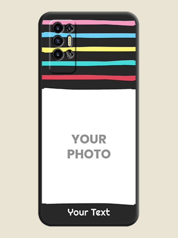 Custom Multicolor Lines with Image on Space Black Personalized Soft Matte Phone Covers - Tecno Pova 2 - alternate view