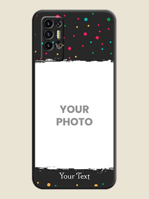 Custom Multicolor Dotted Pattern with Text on Space Black Custom Soft Matte Phone Back Cover - Tecno Pova 2 - alternate view