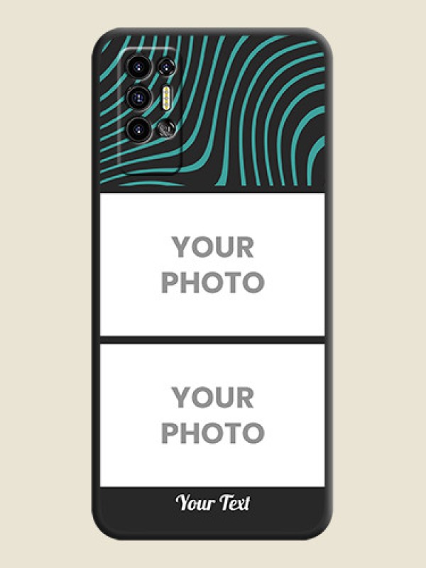 Custom Wave Pattern with 2 Image Holder on Space Black Personalized Soft Matte Phone Covers - Tecno Pova 2 - alternate view