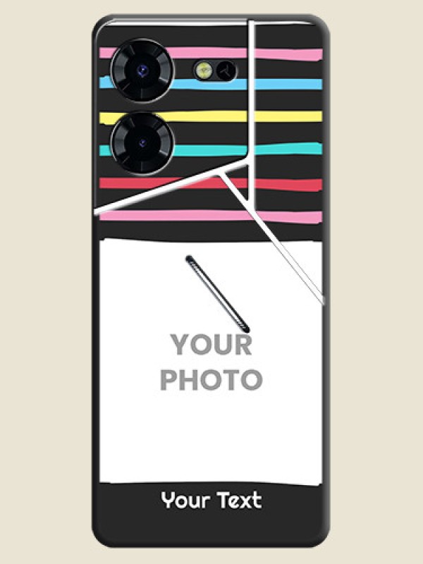 Custom Multicolor Lines with Image On Space Black Custom Soft Matte Mobile Back Cover - Pova 5 Pro 5G - alternate view
