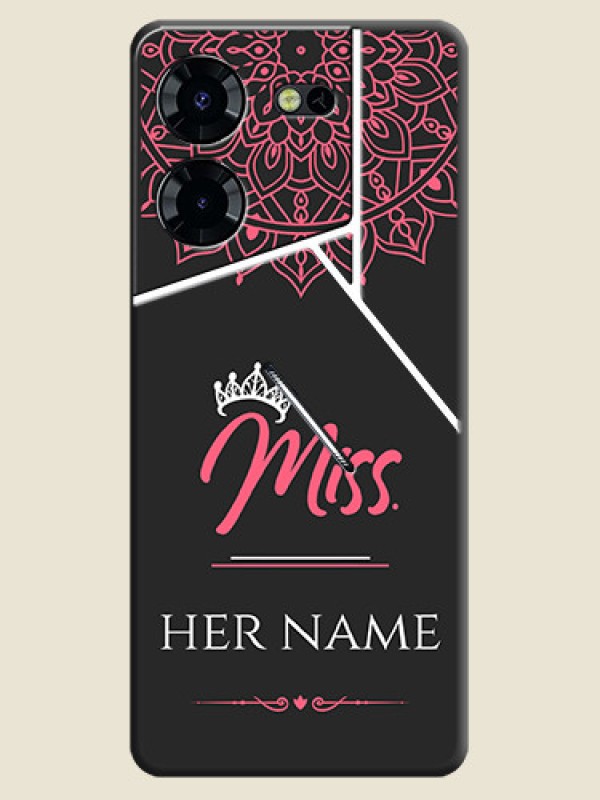 Custom Mrs Name with Floral Design On Space Black Custom Soft Matte Mobile Back Cover - Pova 5 Pro 5G - alternate view