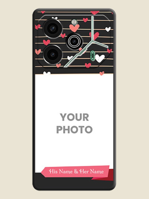 Custom Love Pattern with Name on Pink Ribbon on Photo On Space Black Custom Soft Matte Mobile Back Cover - Pova 6 Pro 5G - alternate view
