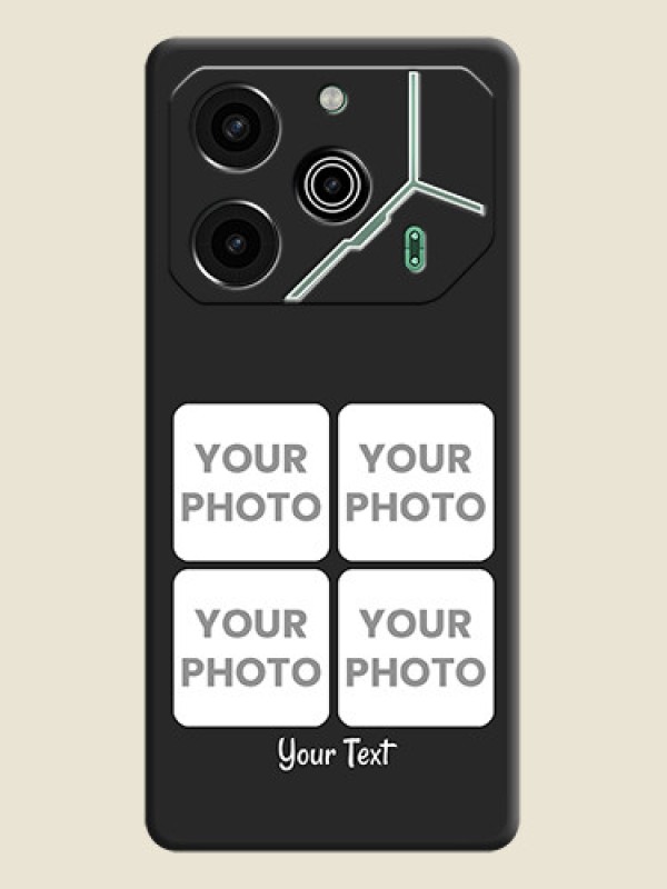 Custom Floral Art with 6 Image Holder on Photo On Space Black Custom Soft Matte Mobile Back Cover - Pova 6 Pro 5G - alternate view