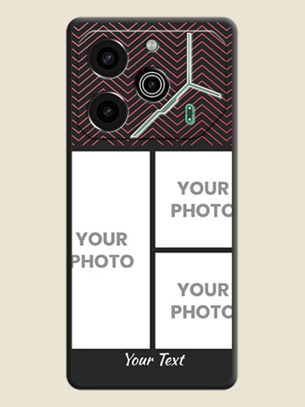 Custom Wave Pattern with 3 Image Holder On Space Black Custom Soft Matte Mobile Back Cover - Pova 6 Pro 5G - alternate view