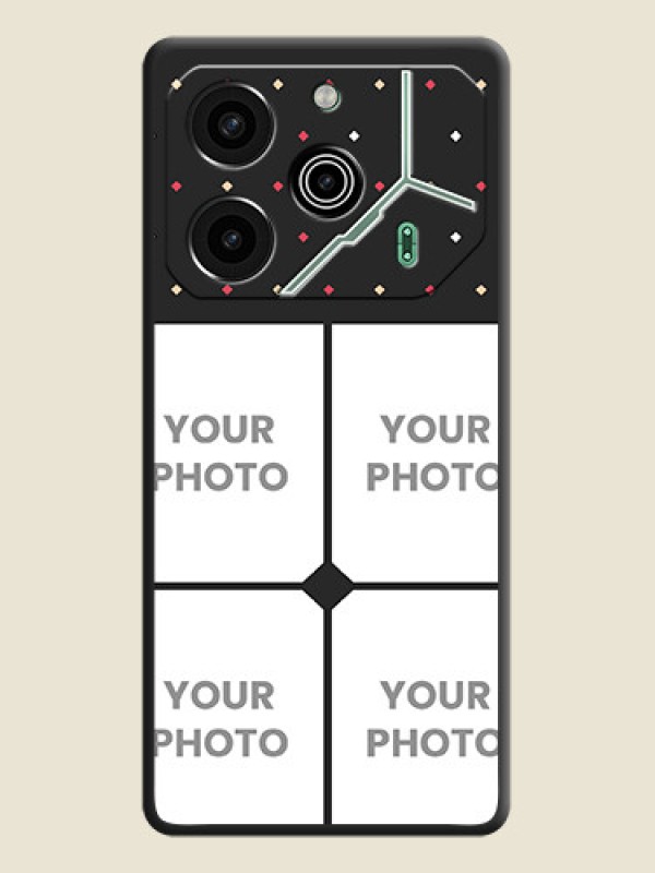 Custom Multicolor Dotted Pattern with 4 Image Holder On Space Black Custom Soft Matte Mobile Back Cover - Pova 6 Pro 5G - alternate view