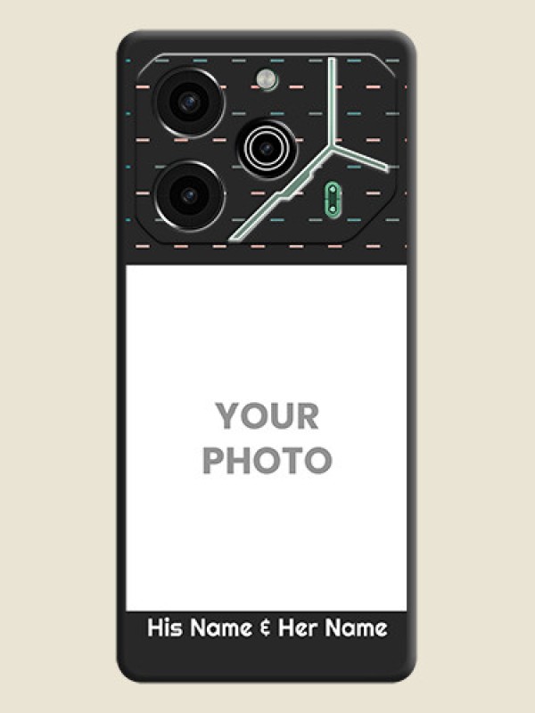 Custom Line Pattern Design with Text On Space Black Custom Soft Matte Mobile Back Cover - Pova 6 Pro 5G - alternate view