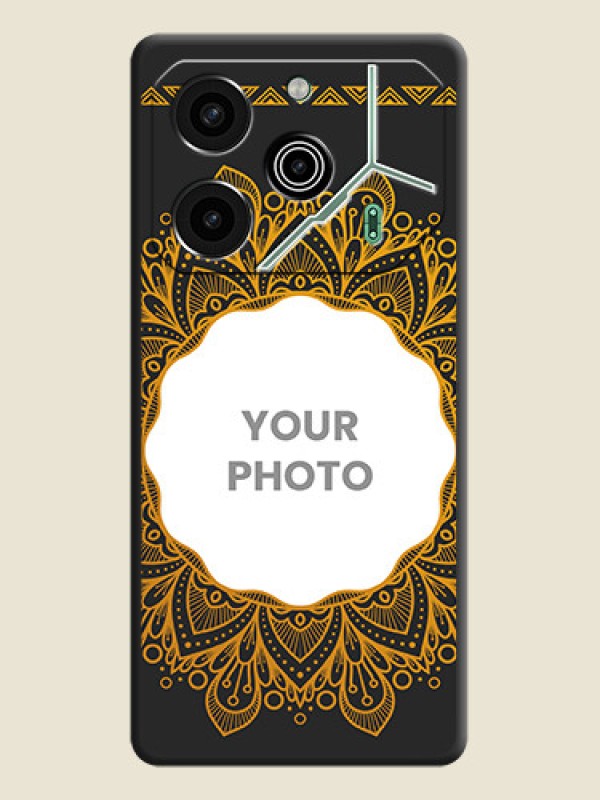 Custom Round Image with Floral Design On Space Black Custom Soft Matte Mobile Back Cover - Pova 6 Pro 5G - alternate view