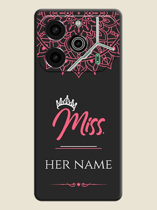 Custom Mrs Name with Floral Design On Space Black Custom Soft Matte Mobile Back Cover - Pova 6 Pro 5G - alternate view