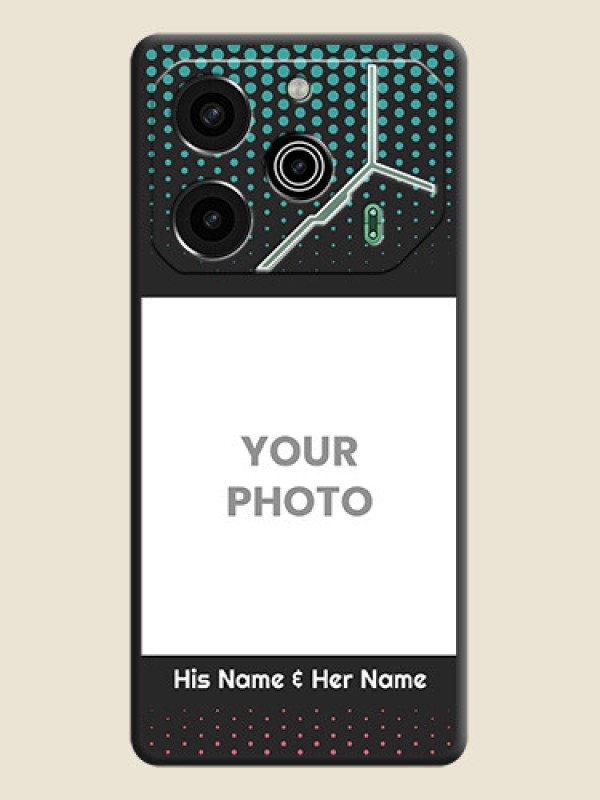 Custom Faded Dots with Grunge Photo Frame and Text On Space Black Custom Soft Matte Mobile Back Cover - Pova 6 Pro 5G - alternate view