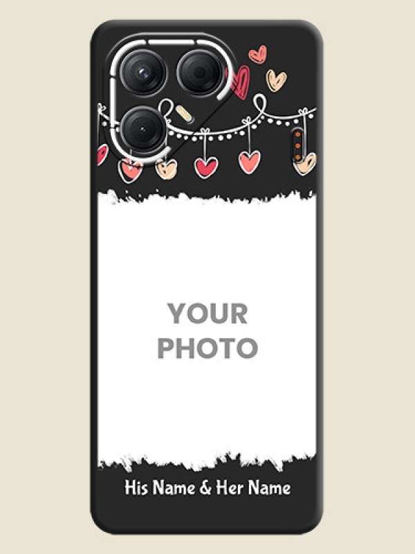 Custom Pink Love Hangings with Name On Space Black Custom Soft Matte Mobile Back Cover - Tecno Pova 7 5G - alternate view