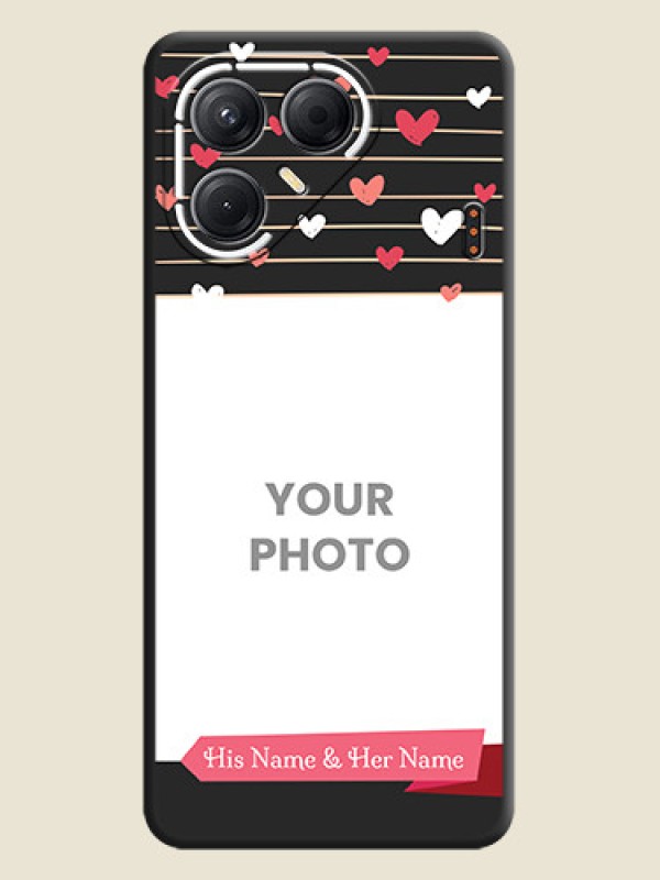 Custom Love Pattern with Name on Pink Ribbon on Photo On Space Black Custom Soft Matte Mobile Back Cover - Tecno Pova 7 5G - alternate view