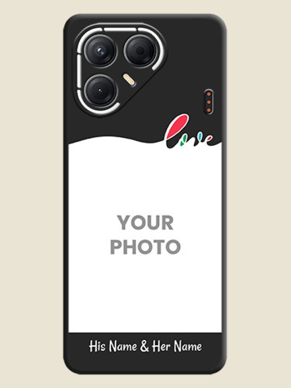 Custom Fall in Love Pattern with Picture on Photo On Space Black Custom Soft Matte Mobile Back Cover - Tecno Pova 7 5G - alternate view