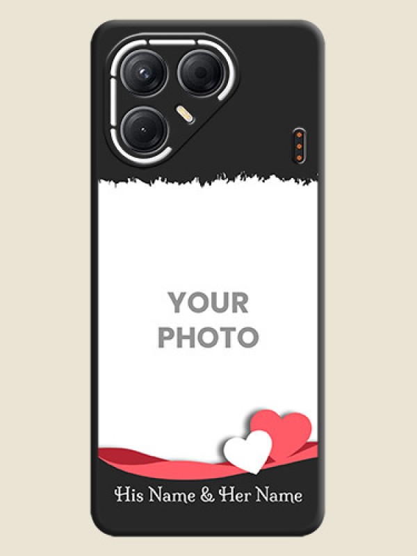 Custom Pin Color Love Shaped Ribbon Design with Text On Space Black Custom Soft Matte Mobile Back Cover - Tecno Pova 7 5G - alternate view