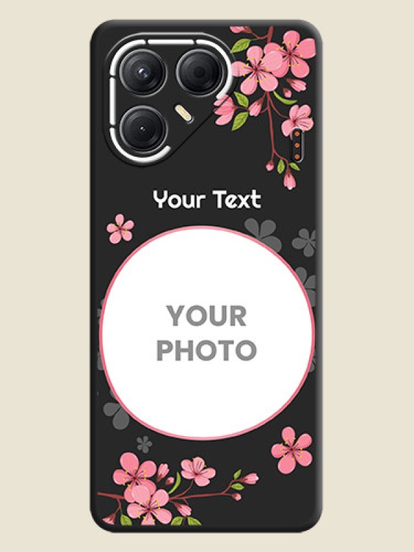 Custom Round Image with Pink Color Floral Design on Photo On Space Black Custom Soft Matte Mobile Back Cover - Tecno Pova 7 5G - alternate view