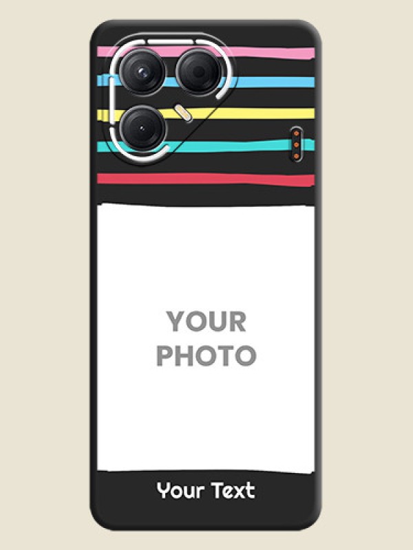 Custom Multicolor Lines with Image On Space Black Custom Soft Matte Mobile Back Cover - Tecno Pova 7 5G - alternate view