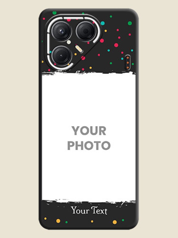 Custom Multicolor Dotted Pattern with Text On Space Black Custom Soft Matte Mobile Back Cover - Tecno Pova 7 5G - alternate view