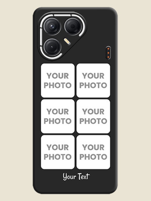 Custom Floral Art with 6 Image Holder on Photo On Space Black Custom Soft Matte Mobile Back Cover - Tecno Pova 7 5G - alternate view