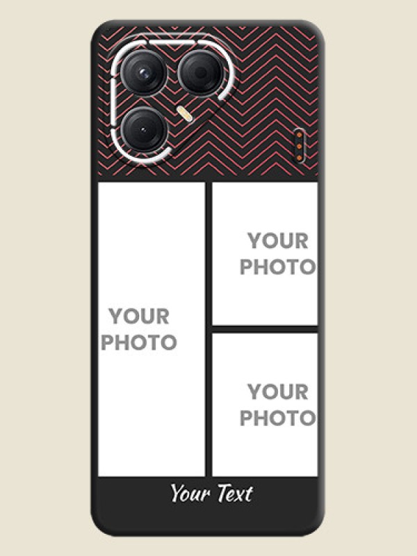 Custom Wave Pattern with 3 Image Holder On Space Black Custom Soft Matte Mobile Back Cover - Tecno Pova 7 5G - alternate view