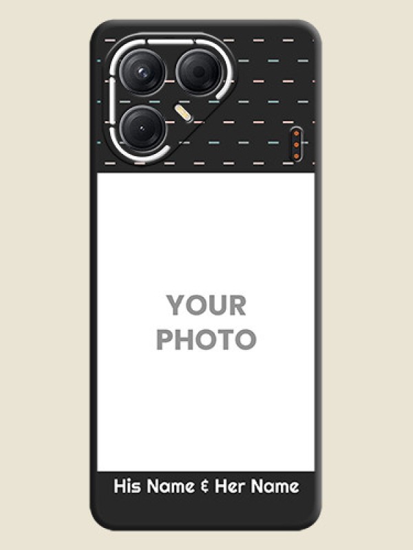 Custom Line Pattern Design with Text On Space Black Custom Soft Matte Mobile Back Cover - Tecno Pova 7 5G - alternate view