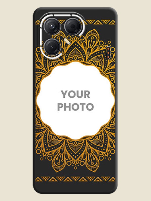Custom Round Image with Floral Design On Space Black Custom Soft Matte Mobile Back Cover - Tecno Pova 7 5G - alternate view