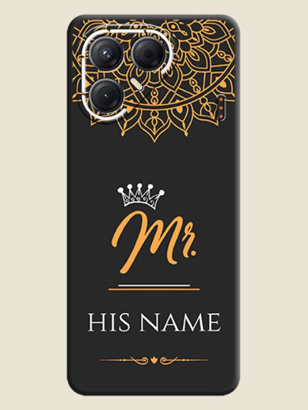 Custom Mr Name with Floral Design On Space Black Custom Soft Matte Mobile Back Cover - Tecno Pova 7 5G - alternate view