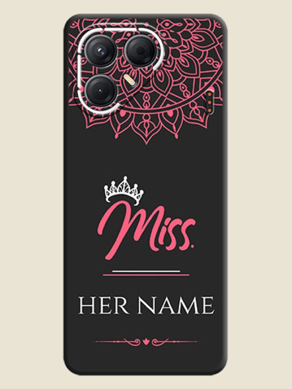 Custom Mrs Name with Floral Design On Space Black Custom Soft Matte Mobile Back Cover - Tecno Pova 7 5G - alternate view