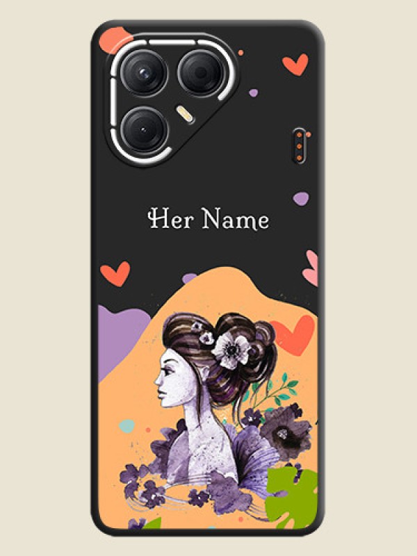 Custom Namecase For Her With Fancy Lady Image On Space Black Custom Soft Matte Mobile Back Cover - Tecno Pova 7 5G - alternate view