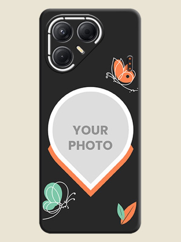 Custom Upload Pic With Simple Butterly Design On Space Black Custom Soft Matte Mobile Back Cover - Tecno Pova 7 5G - alternate view