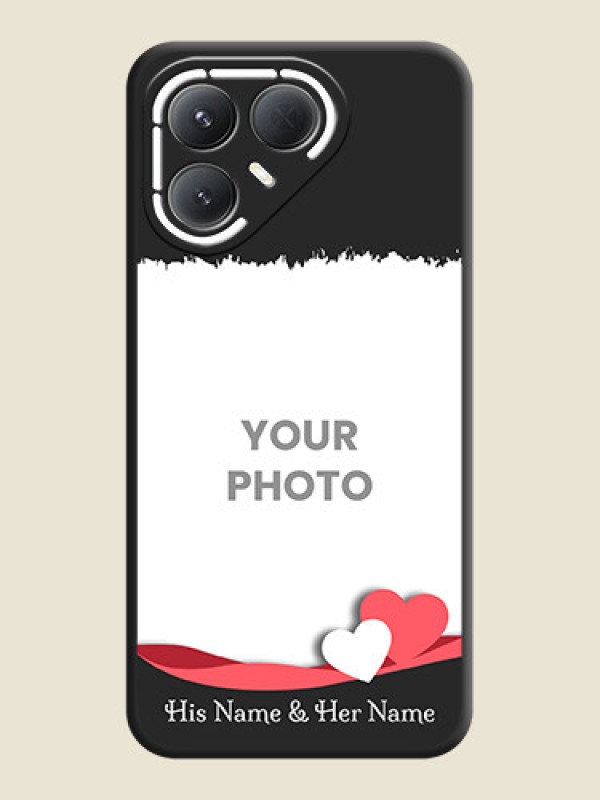 Custom Pin Color Love Shaped Ribbon Design with Text On Space Black Custom Soft Matte Mobile Back Cover - Tecno Pova 7 Pro 5G - alternate view