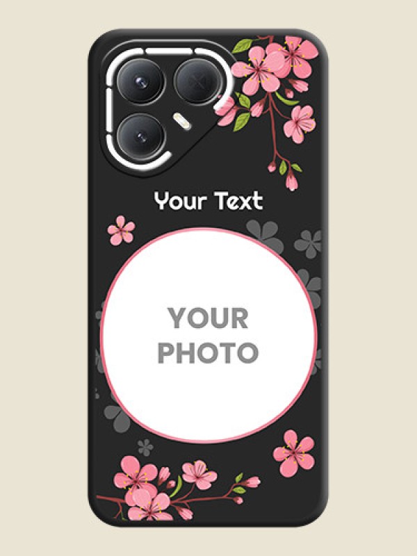 Custom Round Image with Pink Color Floral Design on Photo On Space Black Custom Soft Matte Mobile Back Cover - Tecno Pova 7 Pro 5G - alternate view