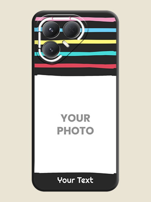 Custom Multicolor Lines with Image On Space Black Custom Soft Matte Mobile Back Cover - Tecno Pova 7 Pro 5G - alternate view