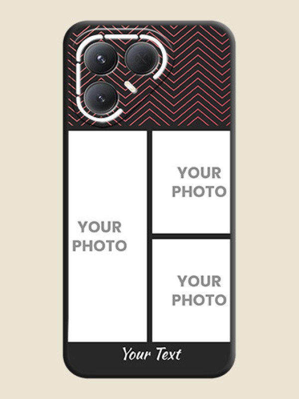 Custom Wave Pattern with 3 Image Holder On Space Black Custom Soft Matte Mobile Back Cover - Tecno Pova 7 Pro 5G - alternate view