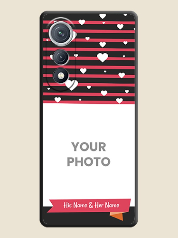 Custom White Color Love Symbols with Pink Lines Pattern On Space Black Custom Soft Matte Mobile Back Cover - Tecno Pova Curve 5G - alternate view