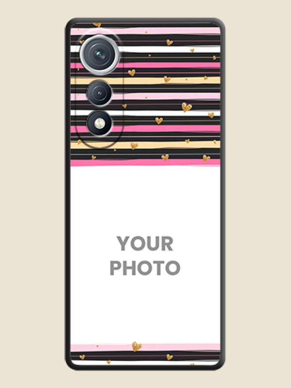 Custom Multicolor Lines and Golden Love Symbols Design on Photo On Space Black Custom Soft Matte Mobile Back Cover - Tecno Pova Curve 5G - alternate view