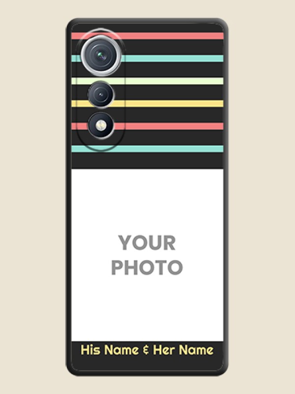 Custom Color Stripes with Photo and Text on Photo On Space Black Custom Soft Matte Mobile Back Cover - Tecno Pova Curve 5G - alternate view