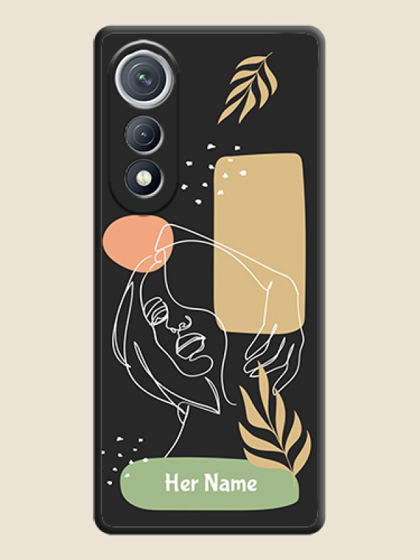 Custom Custom Text With Line Art Of Women & Leaves Design On Space Black Custom Soft Matte Mobile Back Cover - Tecno Pova Curve 5G - alternate view